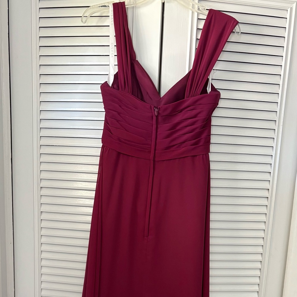 Azazie Burgundy Strapless Prom Dress
